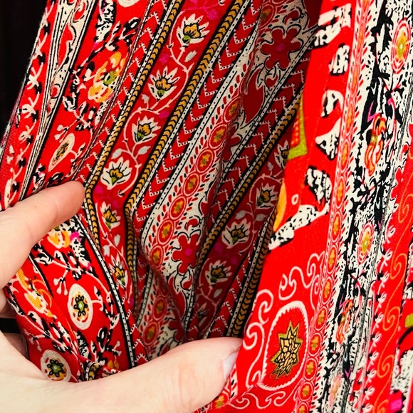 Bohemian Maxi Dress- Beautiful Red Floral Pattern - Picture 3 of 6